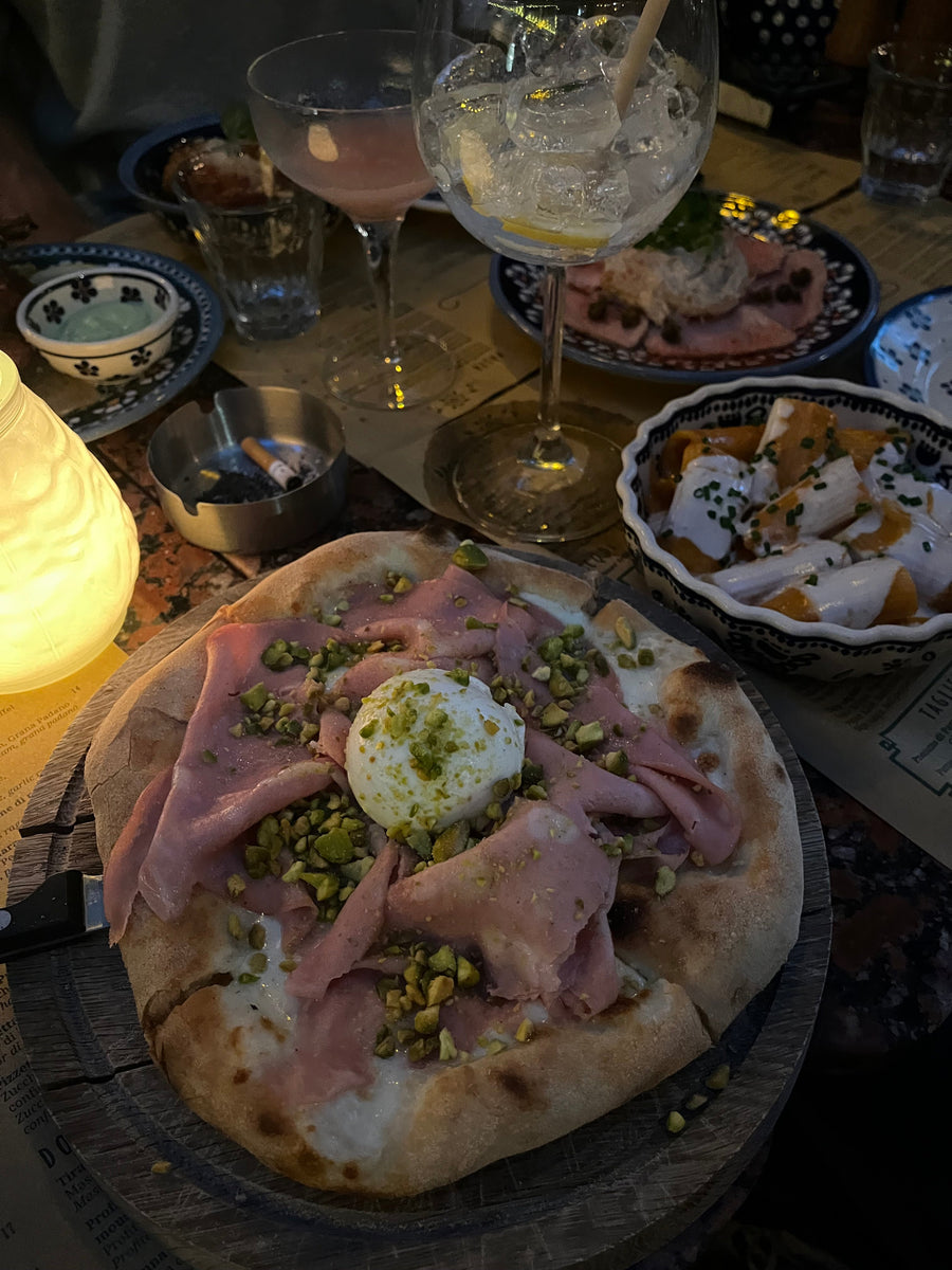 Aperitivo table, Campari and antipasti