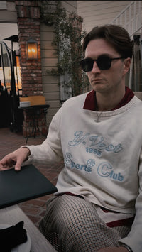"Crewneck Sweater cream/blue"