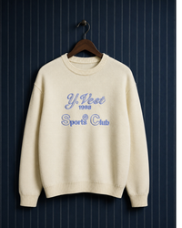 "Crewneck Sweater cream/blue"