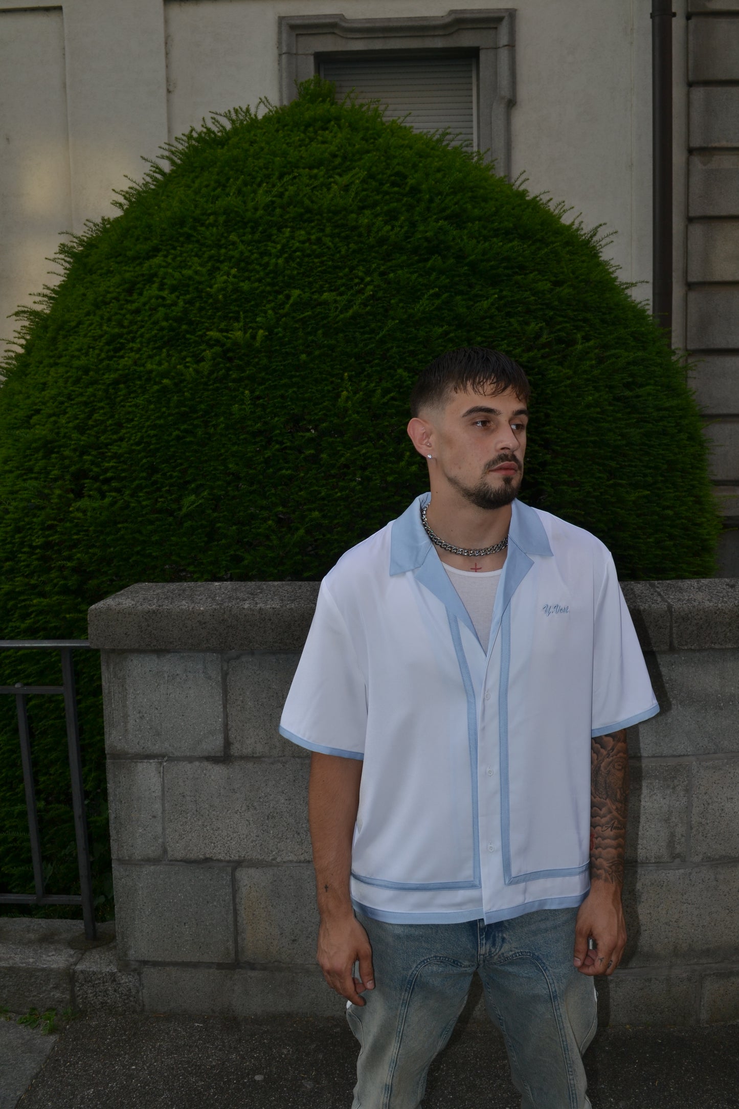 "Cuban Collar Shirt Babyblue"